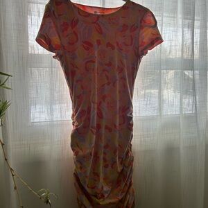 No Boundaries Pink and Orange Floral Midi Dress